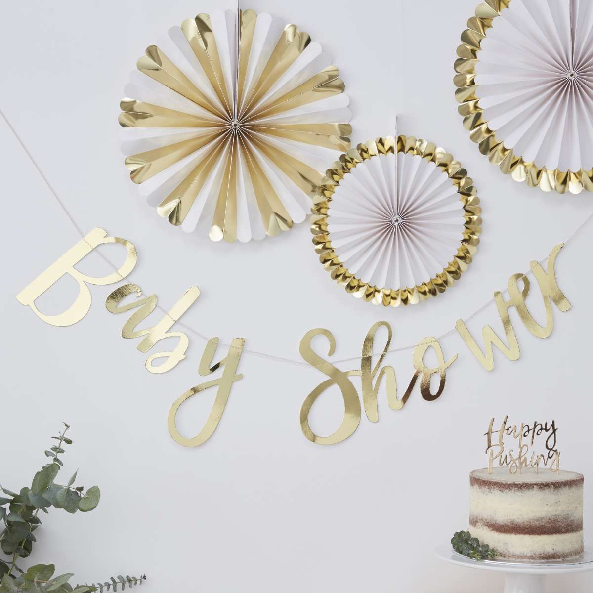 1 Backdrop - Baby Shower - Gold - Luftballon-Welt