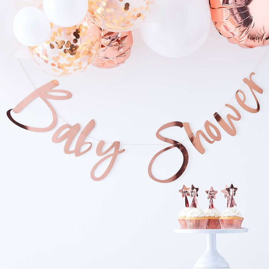 1 Backdrop - Baby Shower - Rose Gold - Luftballon-Welt