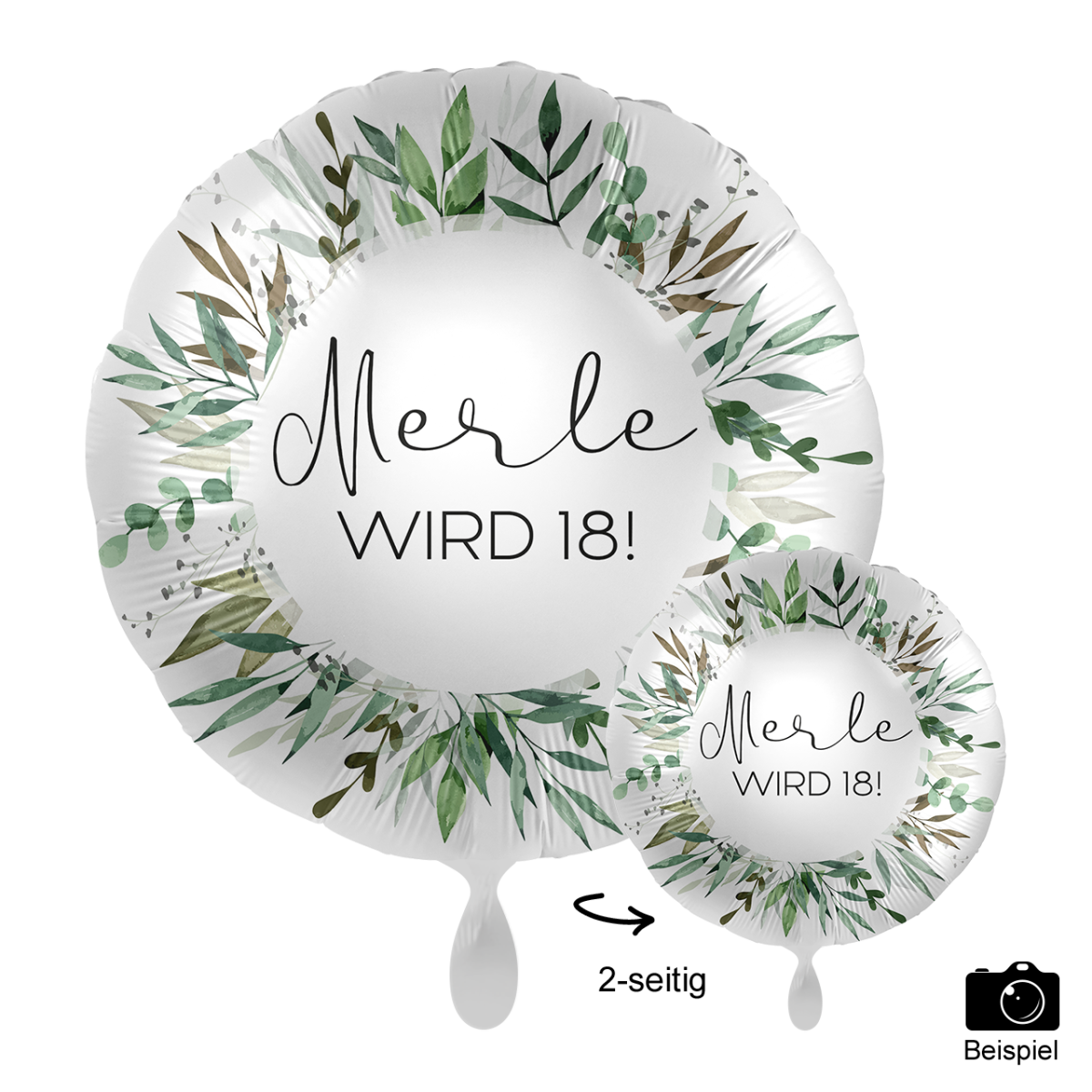 1 Ballon mit Text - Natural Greenery Birthday