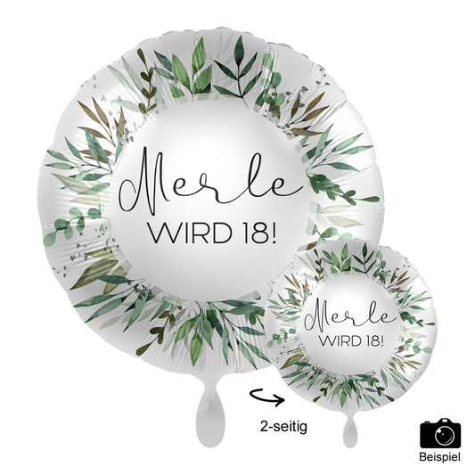 1 Ballon mit Text - Natural Greenery Birthday - Luftballon-Welt