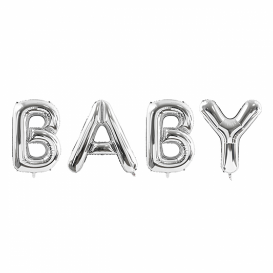 1 Ballon XXL - Schriftzug - BABY - Silber - Luftballon-Welt