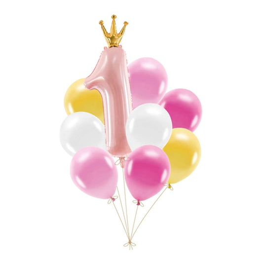 1 Ballonset - First Birthday, pink - Luftballon-Welt