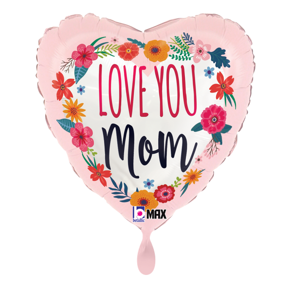 1 Balloon - Satin Love You Mom Blossoms - Luftballon-Welt