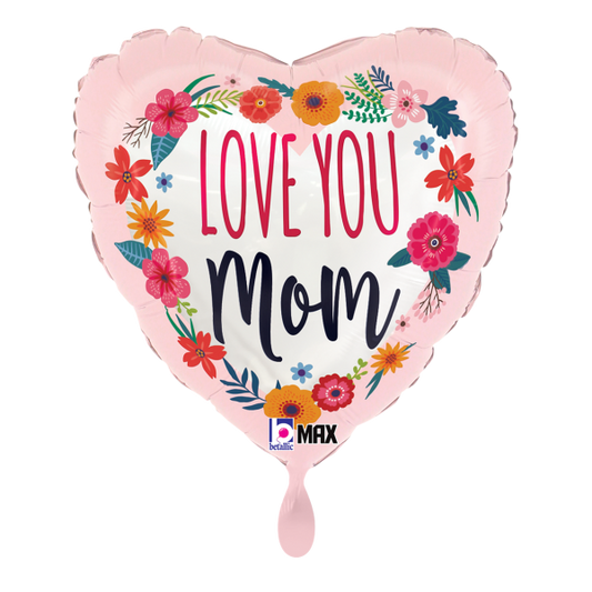 1 Balloon - Satin Love You Mom Blossoms - Luftballon-Welt