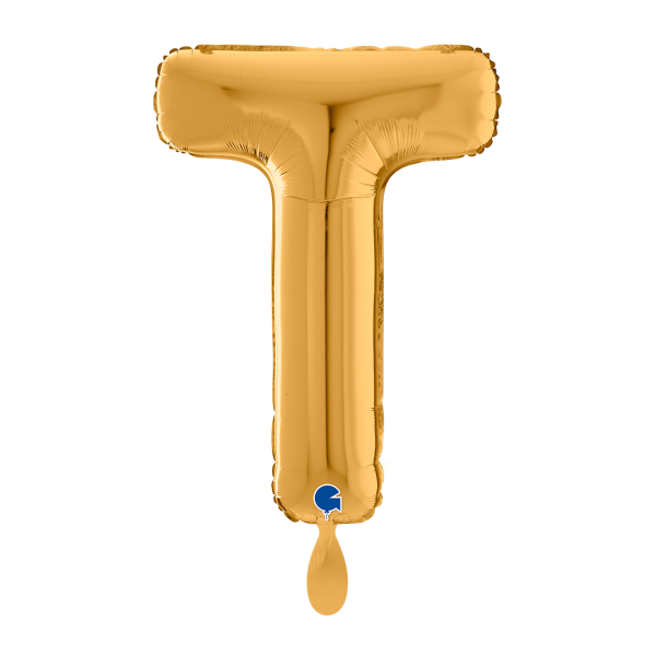 1 Balloon XL - Letter T - Gold - Luftballon-Welt