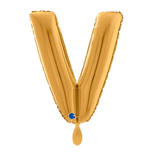 1 Balloon XL - Letter V - Gold - Luftballon-Welt