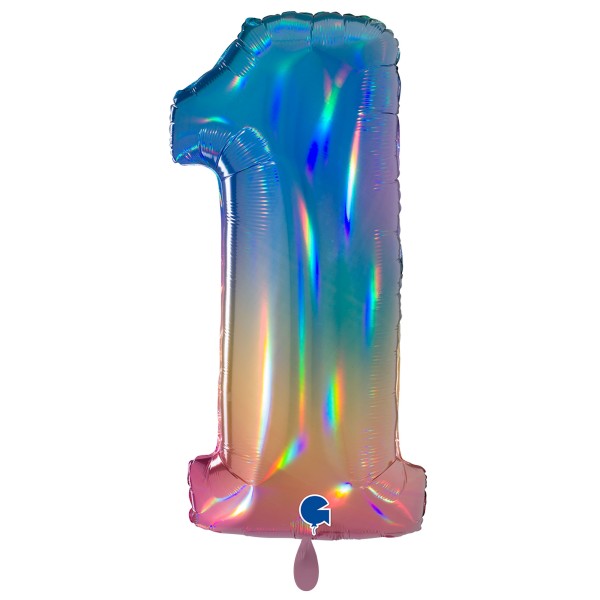 1 Balloon XXL - Number 1 - Colourful Rainbow - Luftballon-Welt