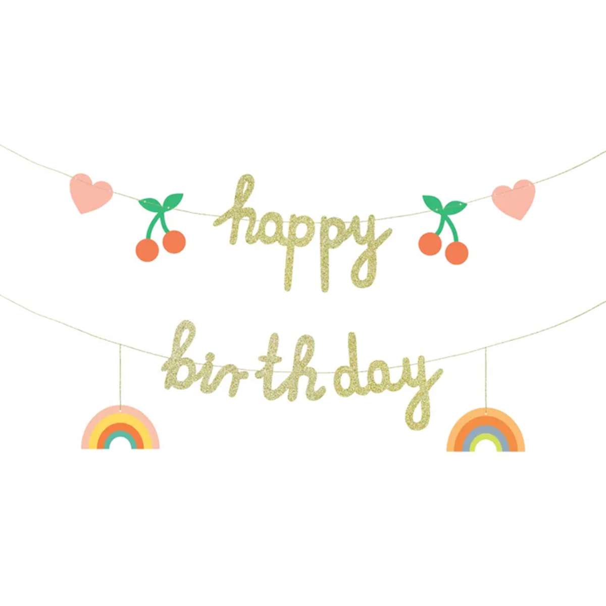 1 Bannergirlande - Happy Birthday Cherry & Rainbow - Luftballon-Welt