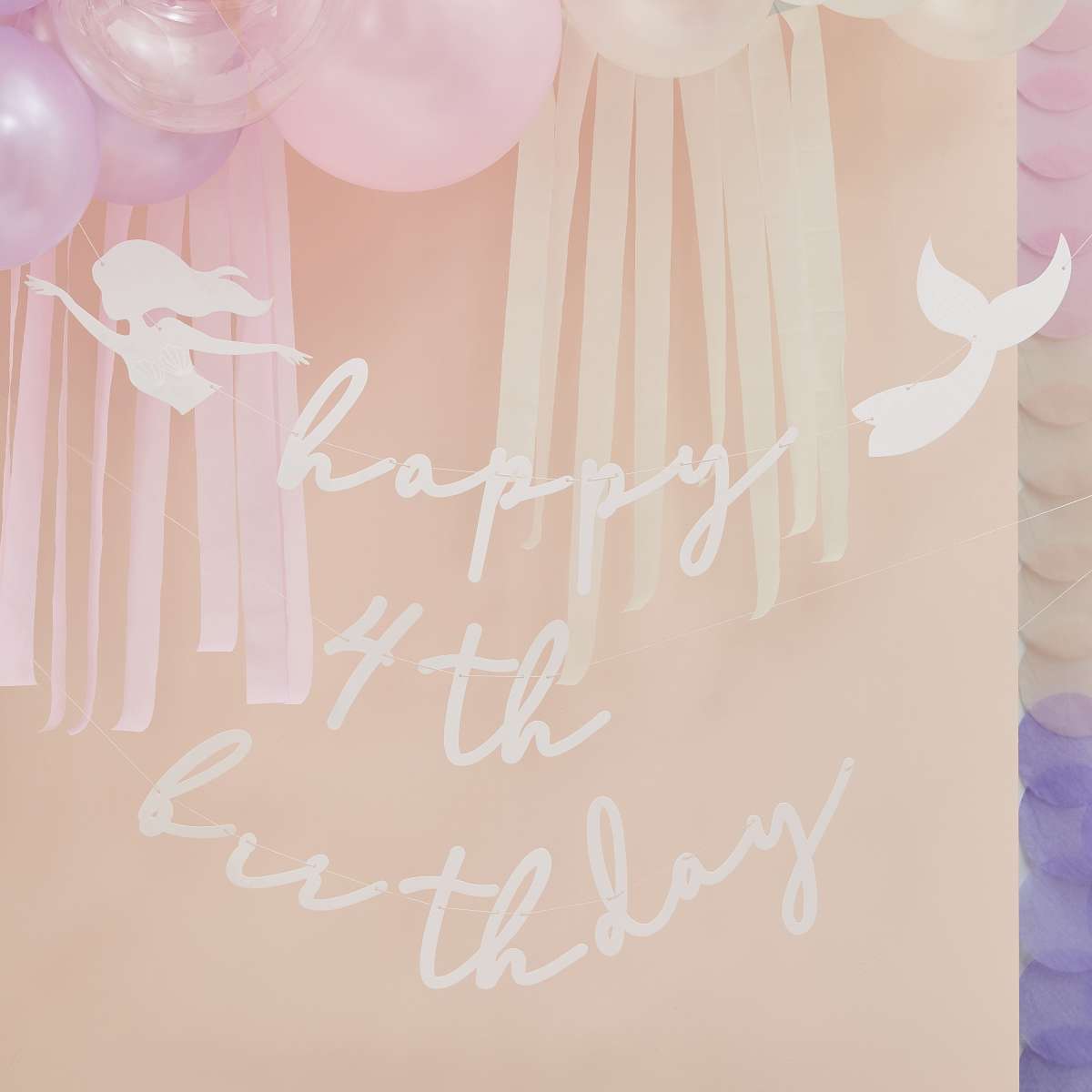 1 Bunting - Happy Birthday with Mermaid and Shells - Luftballon-Welt
