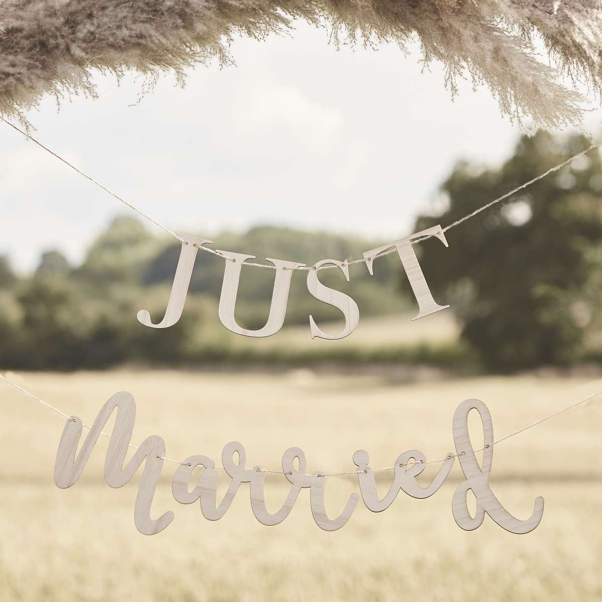 1 Bunting - Just Married - Wooden - Luftballon-Welt