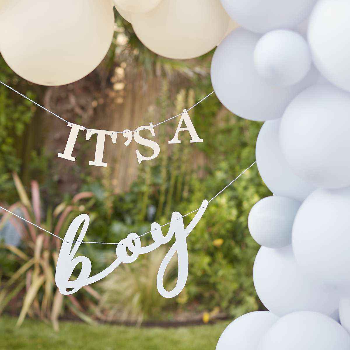 1 Eco Bunting - It's A Boy - White & Blue - Luftballon-Welt