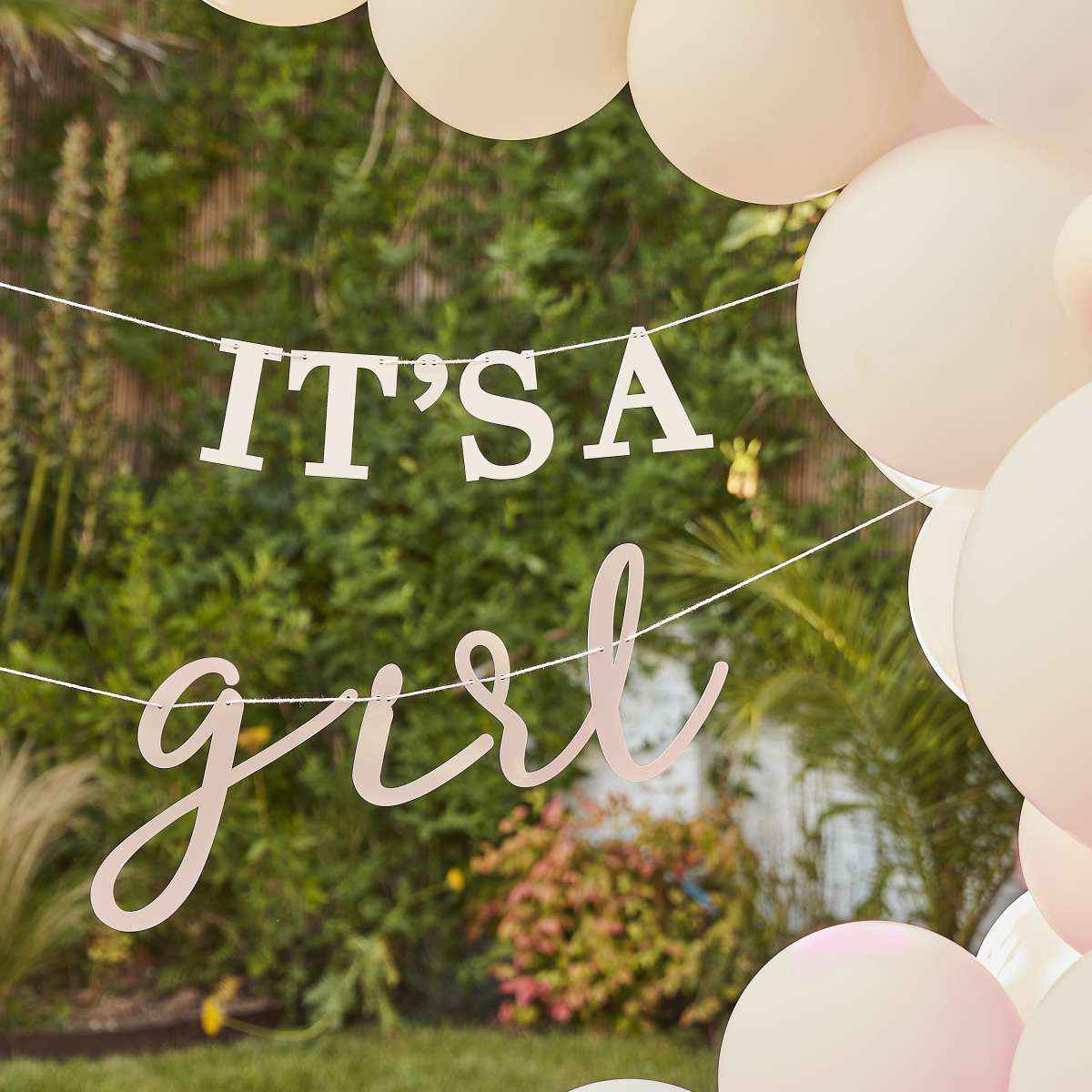 1 Eco Bunting - It's A Girl - White & Blush