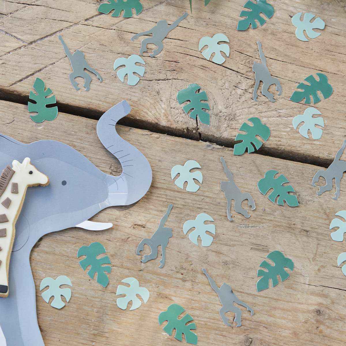 1 Eco Table Confetti - Jungle Leaf & Monkey Confetti - Green