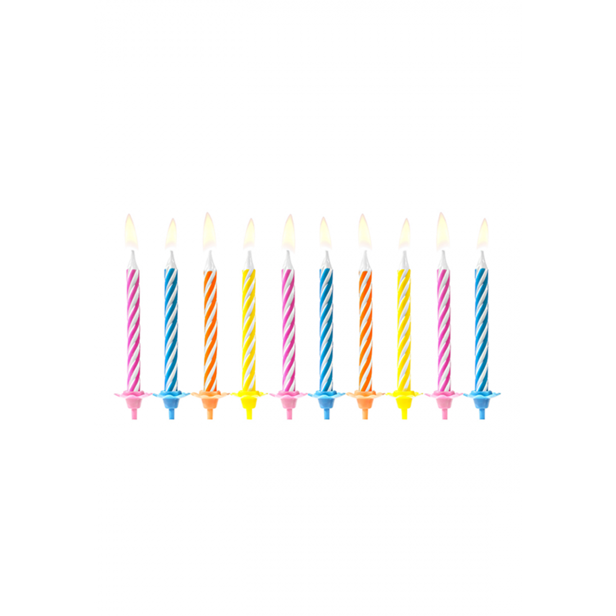 10 Kuchenkerzen mit Halterung - Bunt - Luftballon-Welt