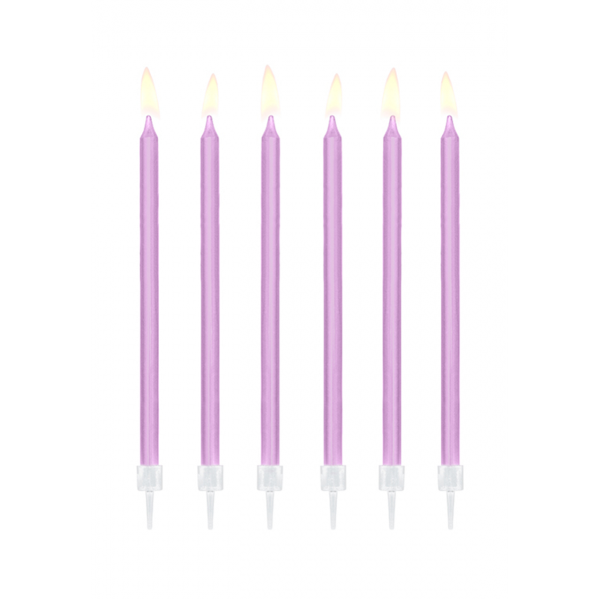 12 Kuchenkerzen XL mit Halterung - Lavendel - Luftballon-Welt
