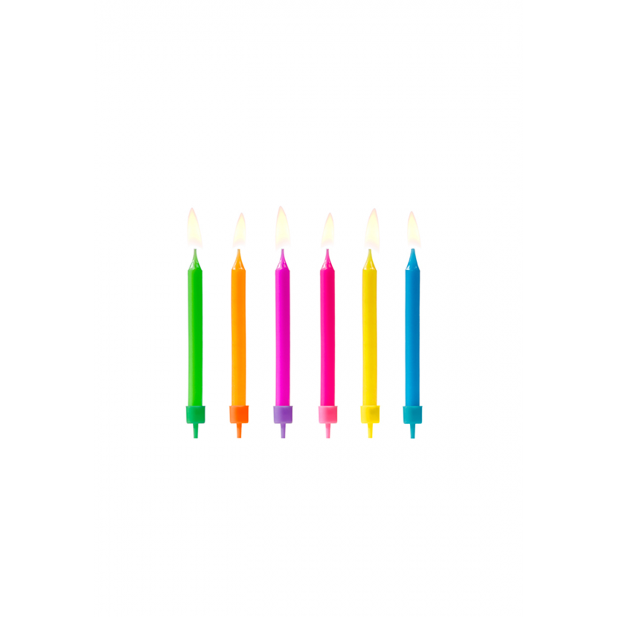 6 Kuchenkerzen mit Halterung - Bunt - Luftballon-Welt
