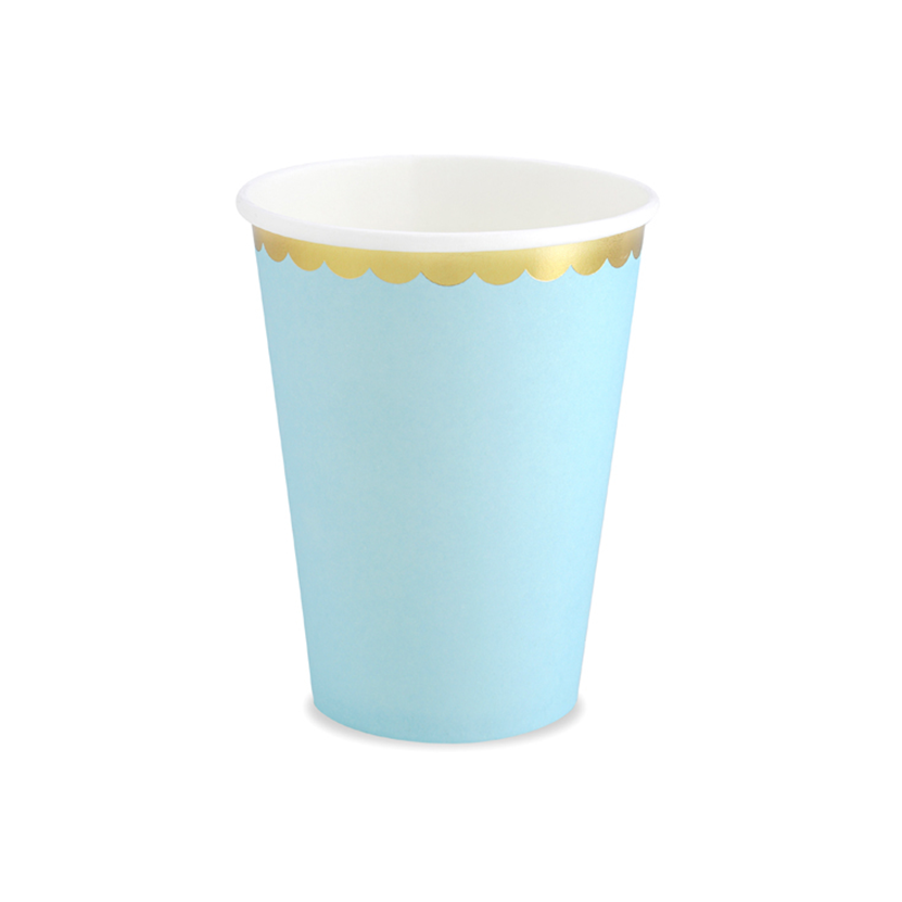 6 Pappbecher Trend - 220ml - Pastell Hellblau - Luftballon-Welt