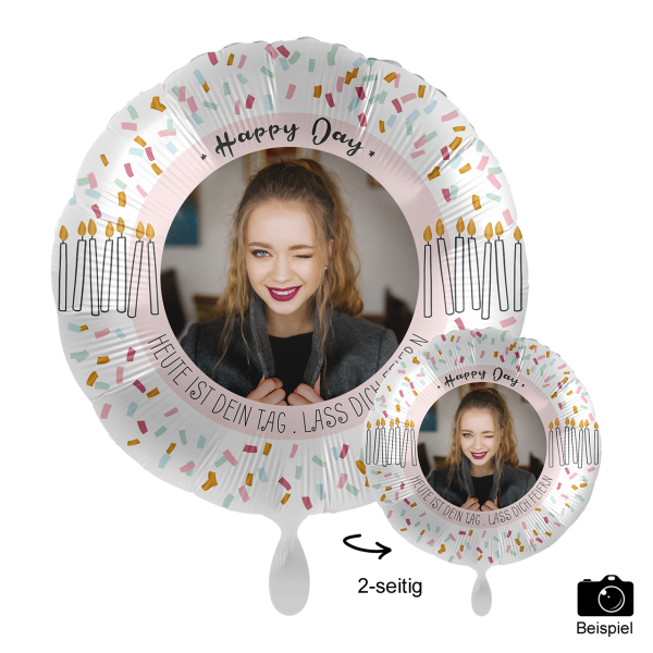 1 Ballon mit Foto - Happy Day Cake - Luftballon-Welt