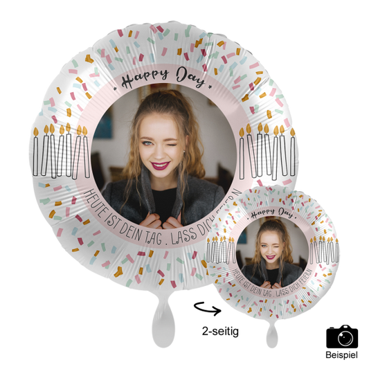1 Ballon mit Foto - Happy Day Cake - Luftballon-Welt
