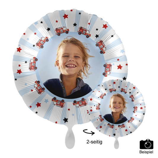 1 Ballon mit Foto - Happy Fire Engine - Luftballon-Welt