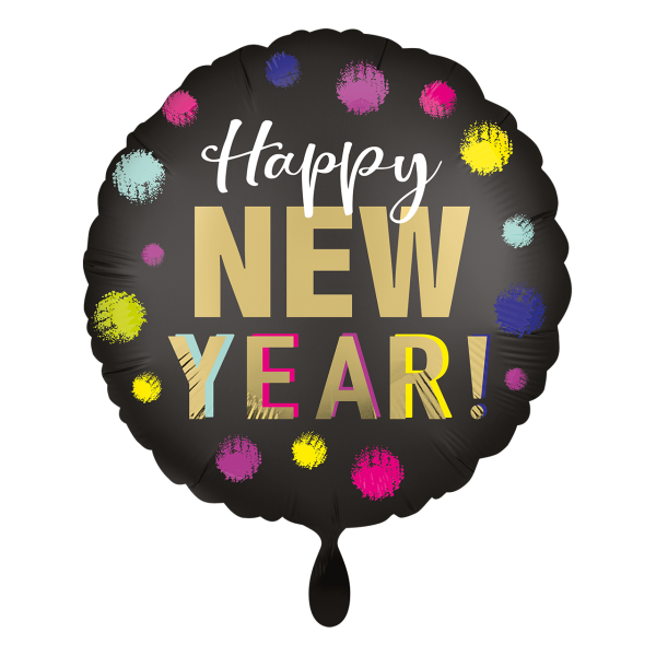 1 Balloon - Satin Dotted New Year - Luftballon-Welt