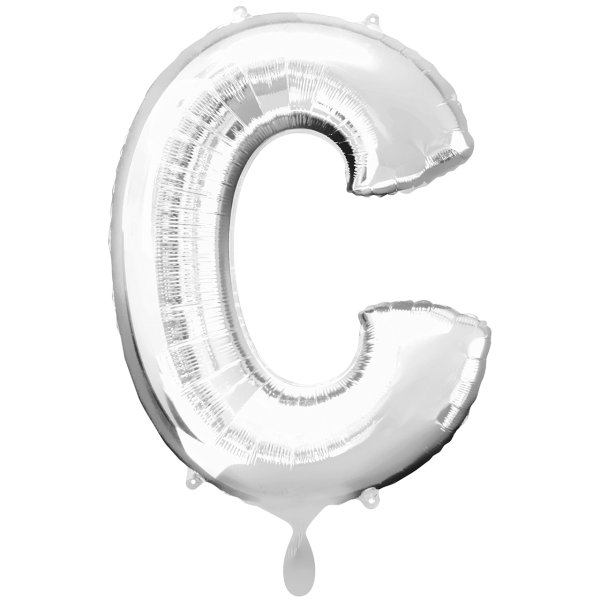 1 Ballon XXL - Buchstabe C - Silber - Luftballon-Welt