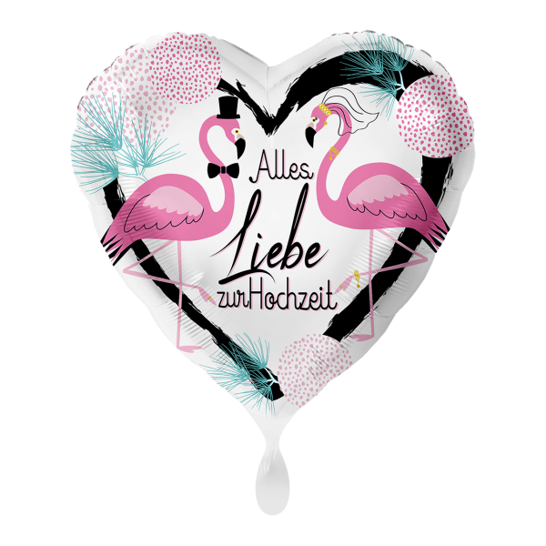 1 Ballon - Hochzeit Flamingos - Luftballon-Welt