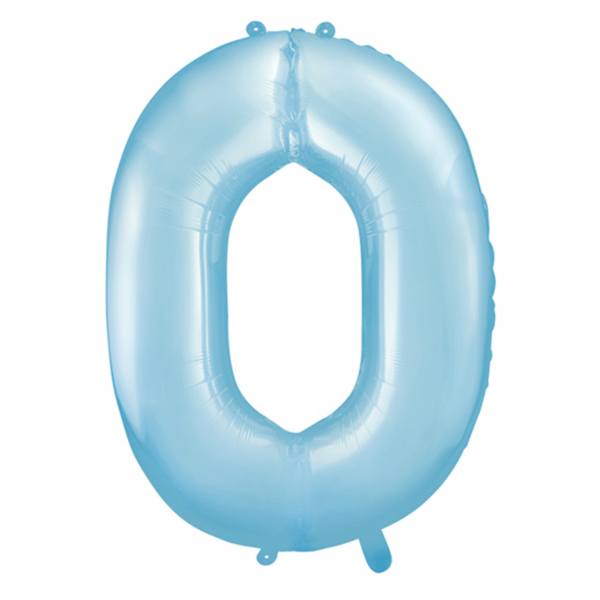 1 Ballon XXL - Zahl 0 - Hellblau - Luftballon-Welt