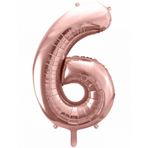 1 Ballon XXL - Zahl 6 - RoseGold - Luftballon-Welt