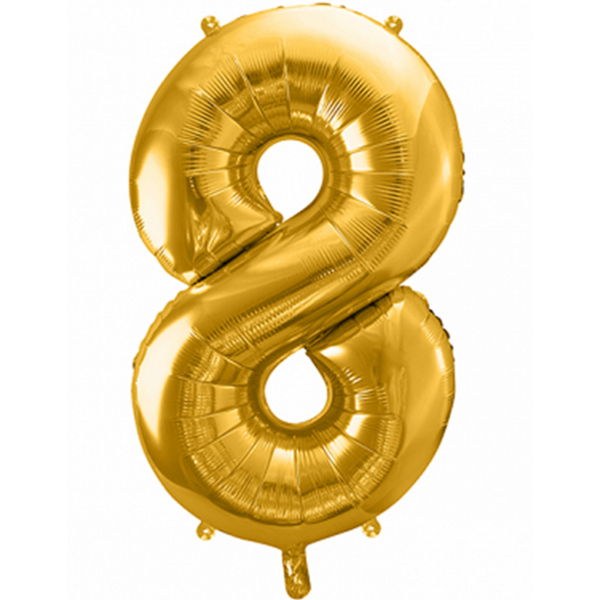 1 Ballon XXL - Zahl 8 - Gold - Luftballon-Welt