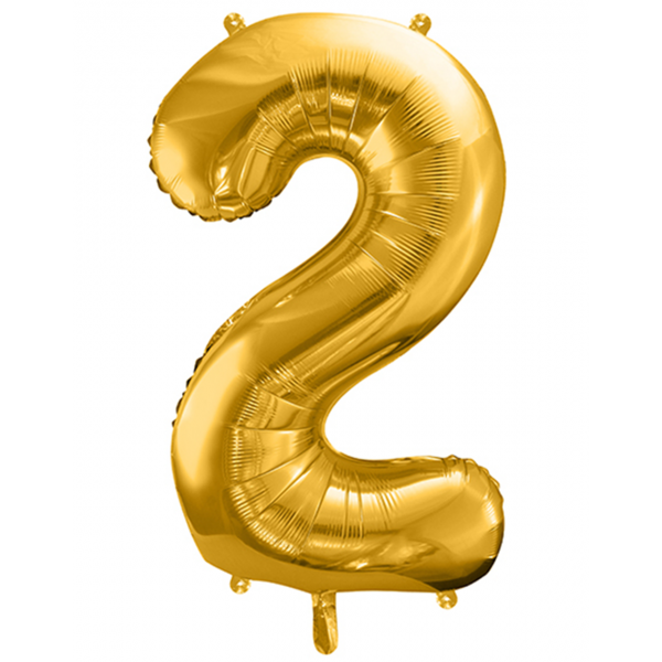 1 Ballon XXL - Zahl 2 - Gold - Luftballon-Welt