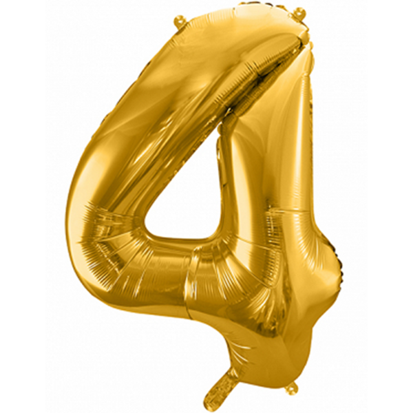 1 Ballon XXL - Zahl 4 - Gold - Luftballon-Welt