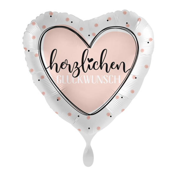 1 Ballon - Glossy Heart Herzlichen Glückwunsch - Luftballon-Welt