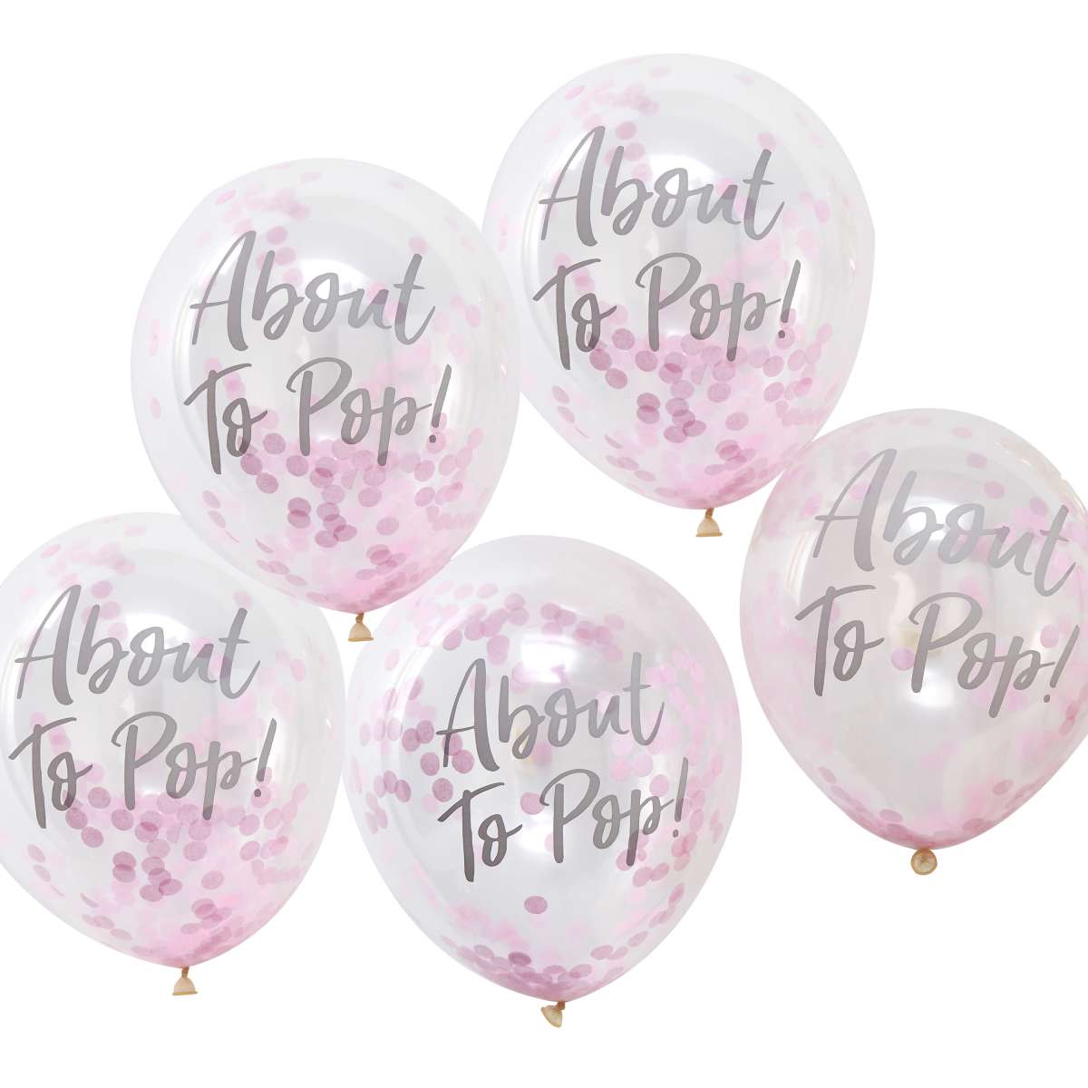 5 Balloons - 12" Confetti - Pink - About To Pop