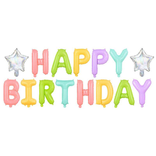 1 Ballon - Schriftzug - Happy Birthday - Bunt - Luftballon-Welt 