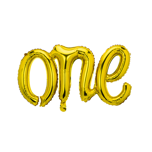 1 Ballon - Schriftzug - one - Gold - Luftballon-Welt 