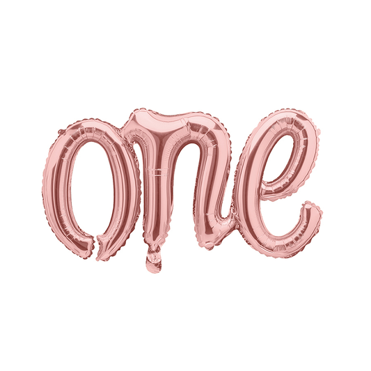 1 Ballon - Schriftzug - one - RoseGold - Luftballon-Welt 