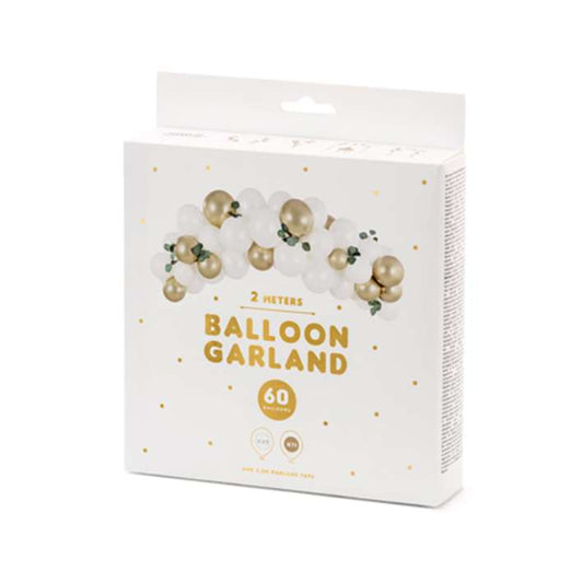 1 Ballonset - Ballongirlande - White & Gold - Luftballon-Welt 