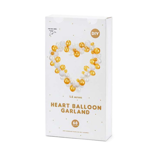 1 Ballonset - Herzbogen - White & Gold - Luftballon-Welt 