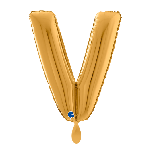1 Balloon XXL - Letter V - Gold - Luftballon-Welt
