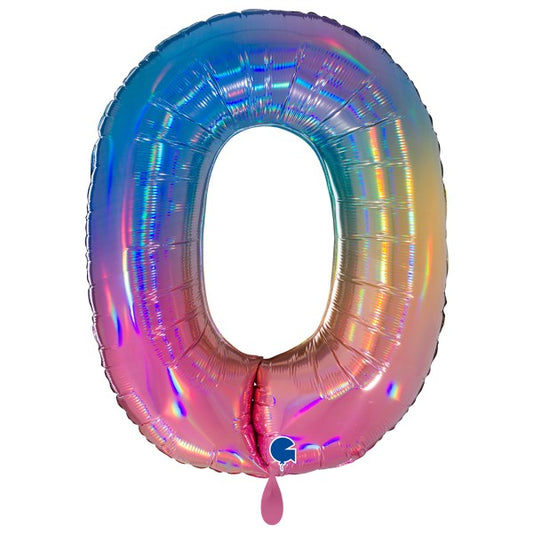 1 Balloon XXL - Number 0 - Colourful Rainbow - Luftballon-Welt 