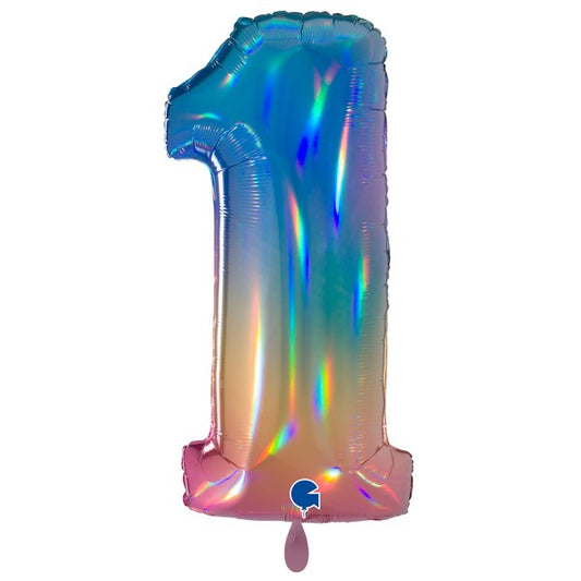 1 Balloon XXL - Number 1 - Colourful Rainbow - Luftballon-Welt 