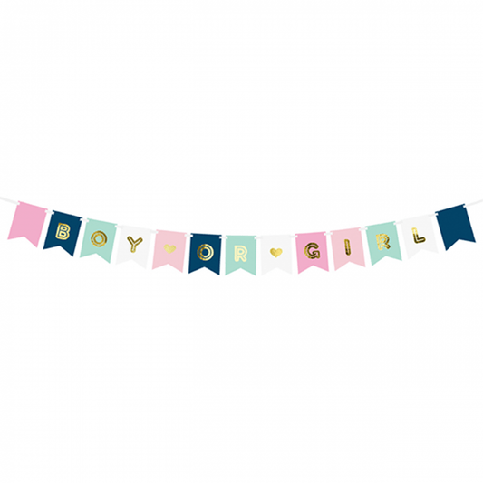 1 Bannergirlande - Boy or Girl - Luftballon-Welt