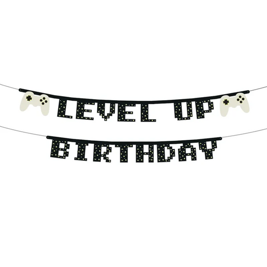 1 Bannergirlande - Gamer Level up - Luftballon-Welt