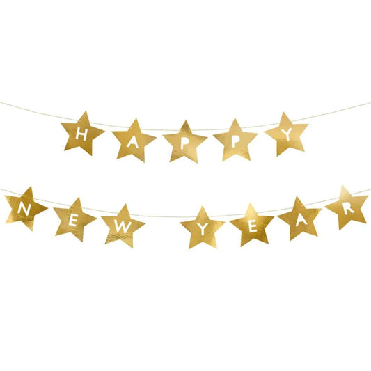 1 Bannergirlande - Gold Stars HNY - Luftballon-Welt