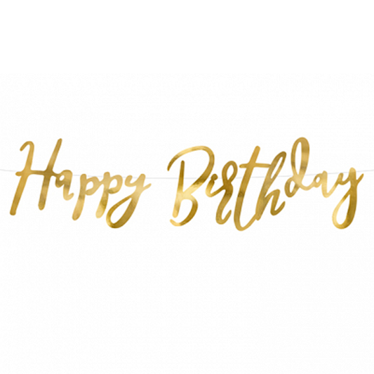 1 Bannergirlande - Happy Birthday - Gold - Luftballon-Welt