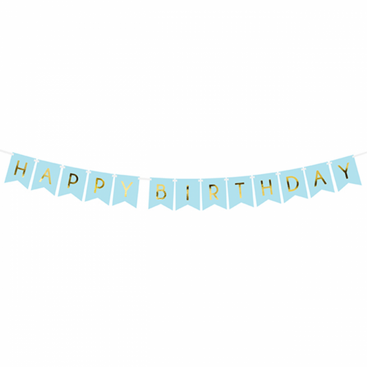 1 Bannergirlande - Happy Birthday - Hellblau - Luftballon-Welt