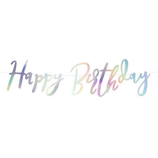 1 Bannergirlande - Happy Birthday - Iridescent - Luftballon-Welt