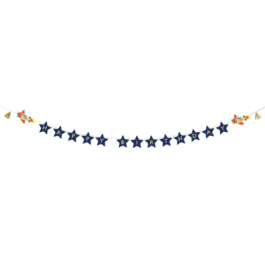 1 Bannergirlande - Happy Birthday - Plane - Luftballon-Welt