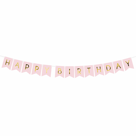 1 Bannergirlande - Happy Birthday - Rosa - Luftballon-Welt